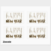 Happy New Year Elegante Text Gold Typografie Rechteckiger Aufkleber (Blatt)