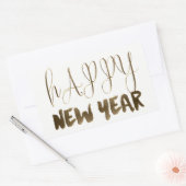 Happy New Year Elegante Text Gold Typografie Rechteckiger Aufkleber (Umschlag)