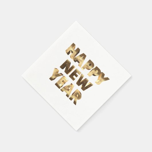 Happy New Year Elegante Typografy Imitate Gold Serviette (Ecke)