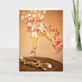 Happy New Year Eleganter Weihnachtssekt Feiertagskarte