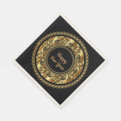 Happy New Year, elegantes Schwarz und Gold, Serviette (Ecke)