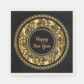Happy New Year, elegantes Schwarz und Gold, Serviette (Vorderseite)
