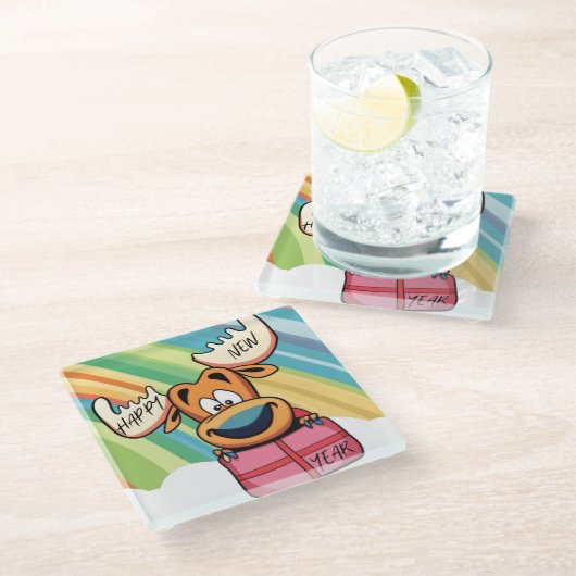 Happy New Year Else - Festivals Design der Feier Glasuntersetzer (Schrägansicht)