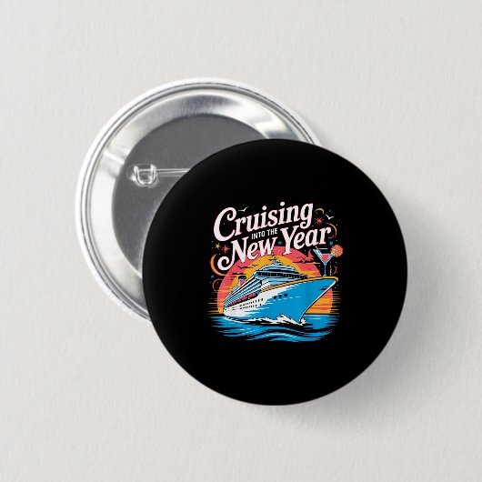 Happy New Year Family Cruise Matching Celebration Button (Vorne & Hinten)