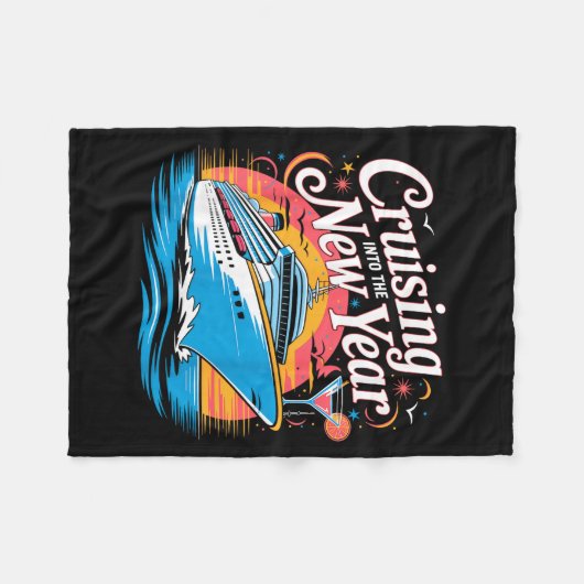 Happy New Year Family Cruise Matching Celebration Fleecedecke (Vorderseite (Horizontal))