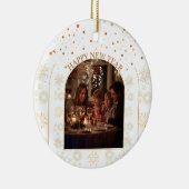Happy New Year Family Photo Customizable Keramik Ornament (Rechts)