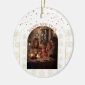 Happy New Year Family Photo Customizable Keramik Ornament (Links)