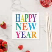 Happy New Year Farbiger Text Serviette (Beispiel)