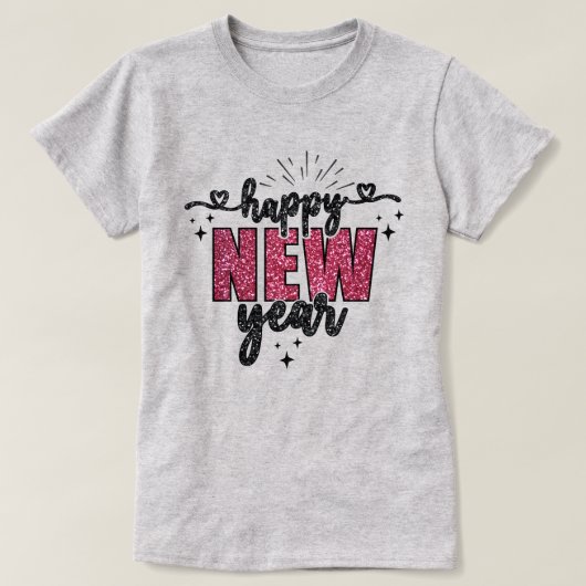 Happy New Year | Feierlicher Glitzer Neujahr T - S T-Shirt (Design vorne)