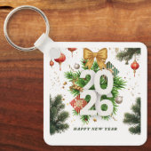 Happy New Year – Festive Christmas Toys, Ornaments Schlüsselanhänger (Vorderseite)