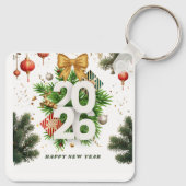 Happy New Year – Festive Christmas Toys, Ornaments Schlüsselanhänger (Rückseite)