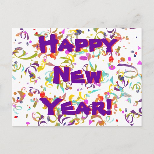 Happy New Year Festive Colorful Confetti Custom Postkarte (Vorderseite)