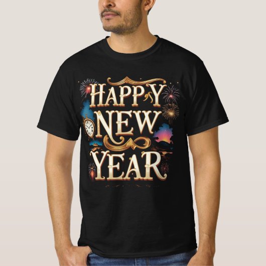 Happy New Year Festive Graphic T-Shirt (Vorderseite)