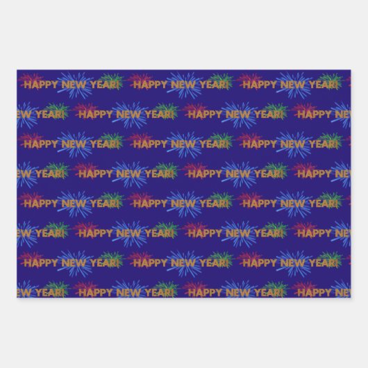 Happy New Year Feuerwerk Wrapping Paper Sheets Geschenkpapier Set (Vorderseite 3)
