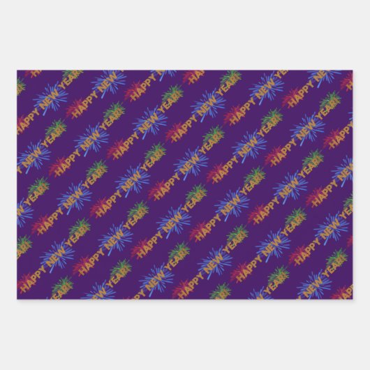 Happy New Year Feuerwerk Wrapping Paper Sheets Geschenkpapier Set (Vorderseite 2)