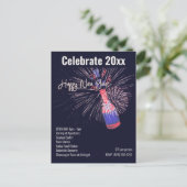 Happy New Year Firework Champagne Custom Postkarte (Stehend Vorderseite)