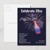 Happy New Year Firework Champagne Custom Postkarte (Vorne/Hinten)