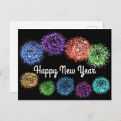Happy New Year Fireworks #1 Postcard Postkarte (Vorne/Hinten)