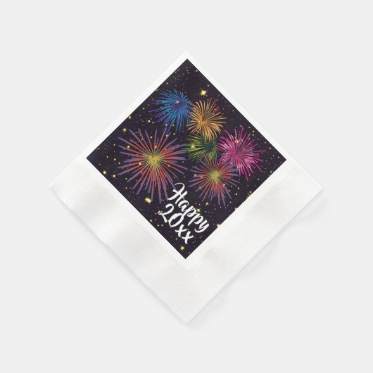 Happy New Year Fireworks and Stars Party Serviette (Ecke)