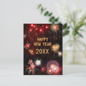 Happy New Year Fireworks (anpassbar) Postkarte (Stehend Vorderseite)