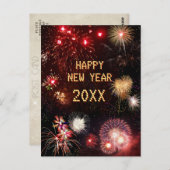Happy New Year Fireworks (anpassbar) Postkarte (Vorne/Hinten)