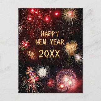 Happy New Year Fireworks (anpassbar) Postkarte