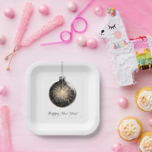 Happy New Year Fireworks Ball Pappteller (Party)