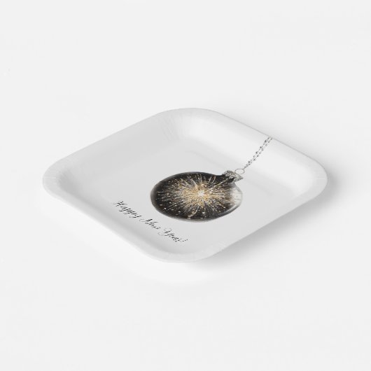 Happy New Year Fireworks Ball Pappteller (Gewinkelt)