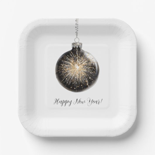 Happy New Year Fireworks Ball Pappteller (Vorderseite)