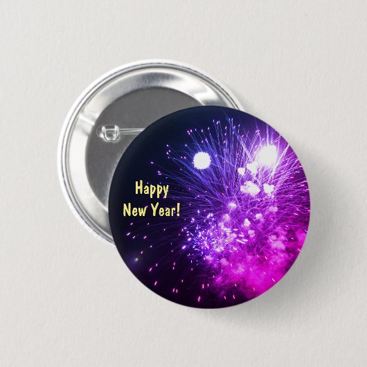 HappY New Year Fireworks Button (Vorne & Hinten)