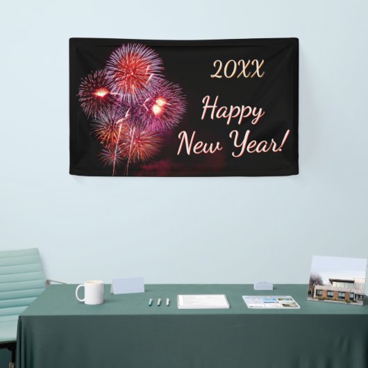 Happy New Year Fireworks Celebration Party Banner (Messeveranstaltung)