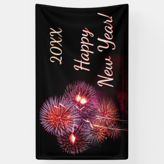 Happy New Year Fireworks Celebration Party Banner (Vertikal)
