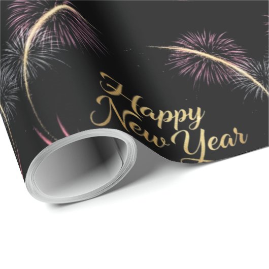 Happy New Year Fireworks Design Geschenkpapier (Rolleneckpunkt)