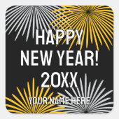Happy New Year fireworks display custom Quadratischer Aufkleber (Vorderseite)