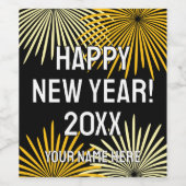 Happy New Year fireworks display custom Weinetikett (Einzelnes Label)
