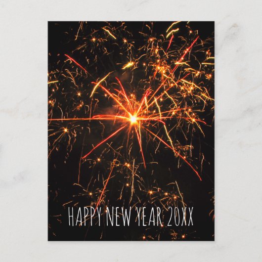 Happy NEW YEAR Fireworks Feiertagspostkarte (Vorderseite)