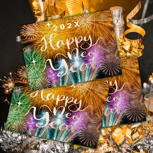 Happy New Year Fireworks Foil Holiday Card Folien Feiertagskarte