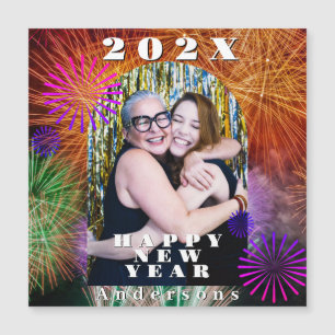 Happy New Year Fireworks Foto Magnetkarte