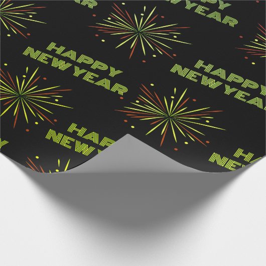 Happy New Year Fireworks Geschenkpapier (Ecke)