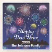 Happy New Year Fireworks Glasuntersetzer (Vorderseite)