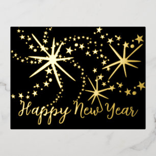 Happy New Year Fireworks Hinteres Foto Folien Feiertagspostkarte