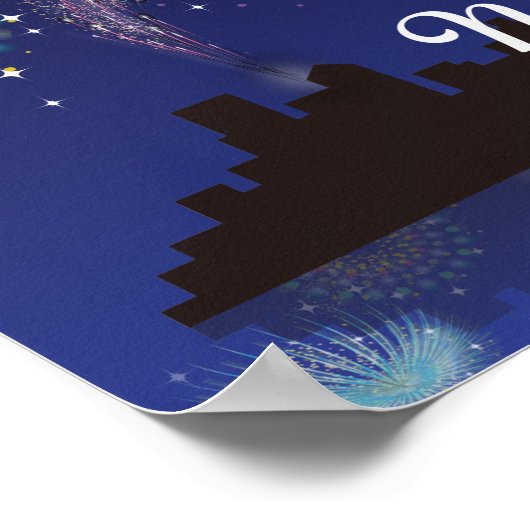 Happy New Year Fireworks Poster (Ecke)