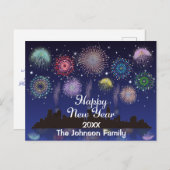 Happy New Year Fireworks Postkarte (Vorne/Hinten)
