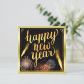 Happy New Year & Fireworks Silvester Einladung (Stehend Vorderseite)