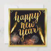 Happy New Year & Fireworks Silvester Einladung (Vorderseite)