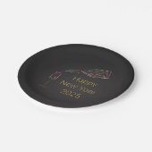 Happy New Year Flasche Glas farbenfrohe Motivation Pappteller (Schrägansicht)