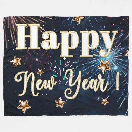 Happy New Year Fleecedecke (Vorderseite (Horizontal))