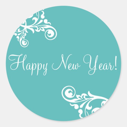 Happy New Year Flourish Envelope Sticker Seal (Vorderseite)