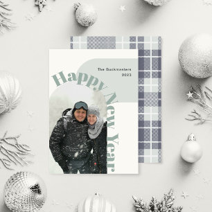 Happy New Year Foto Arch Mint Holiday Card Feiertagskarte