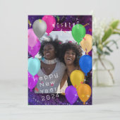 Happy New Year Foto Ballon Feiertagskarte (Stehend Vorderseite)